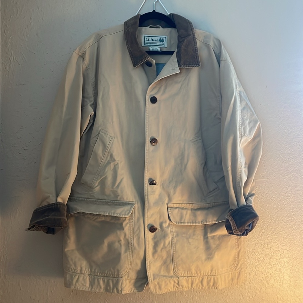 L.L. Bean Tan Jacket with Brown Accents